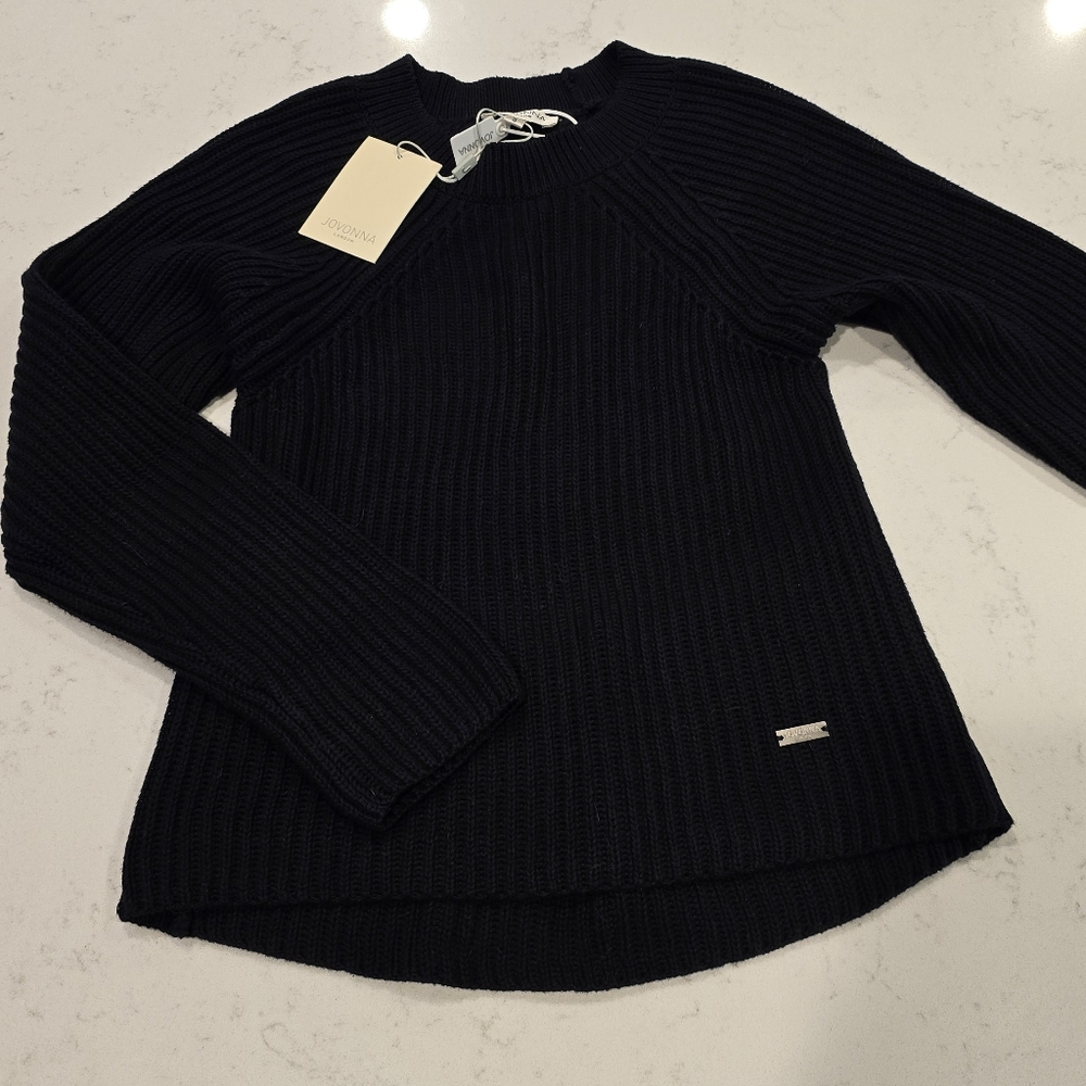 NEW w/Tags Jovonna London Hadi Open-Back Knit Raglan Sweater Dress Smalll Black - Picture 6 of 7
